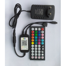 RGB контролер, 5-24В, для 5050 cmd led, блютуз, пульт інфрачервоний, музичний контроль, мобільний телефон, ІЧ-порт, роз'єм RGB-4pin, БЖ DC12В штекер5.5*2.5