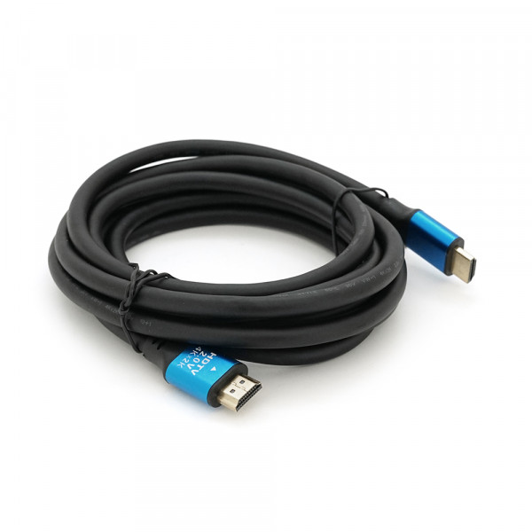 Кабель Merlion HDMI-HDMI 4Kx2K Ultra HD, 3.0m, v2,0, круглий Black, коннектор Blue, Blister-box, Q80