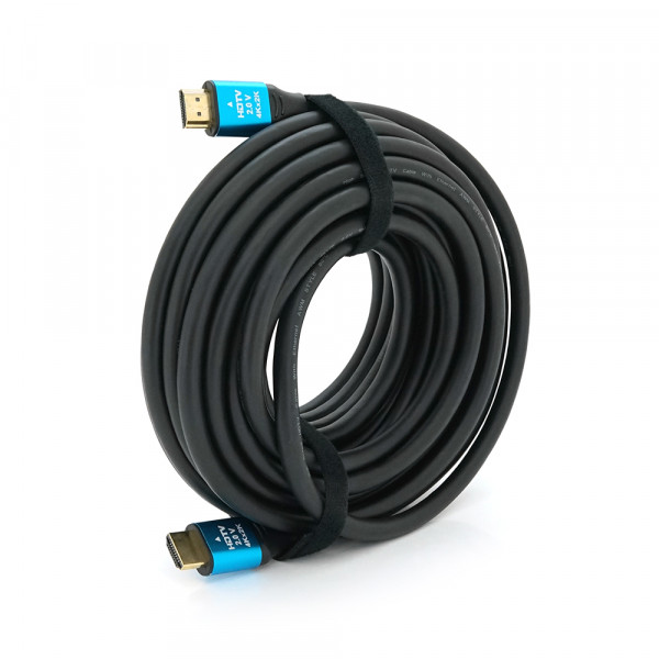 Кабель Merlion HDMI-HDMI 4Kx2K Ultra HD, 10.0m, v2,0, круглий Black, коннектор Blue, Blister-box, Q20