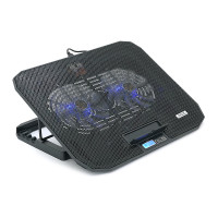 Підставка під ноутбук IceCoorel N106L, 10-18", 2*125mm 1400±10% RPM, корпус пластик+алюміній, 2xUSB 2.0+LCD, 362x260x30 mm, Black, Box Q20