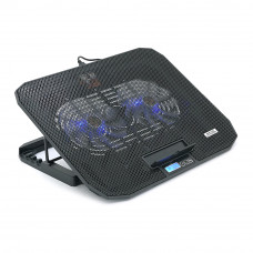 Підставка під ноутбук IceCoorel N106L, 10-18", 2*125mm 1400±10% RPM, корпус пластик+алюміній, 2xUSB 2.0+LCD, 362x260x30 mm, Black, Box Q20
