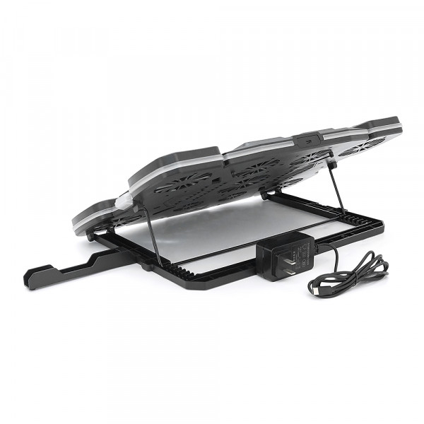 Підставка під ноутбук IceCoorel Q10, до17", fan4-70*15/2-50*15/2-60*15 мм, корпус пластик+алюміній, TYPE C+LCD display, 422x310x39.5mm, RGB-10 режимів, DC12V, Box Q8