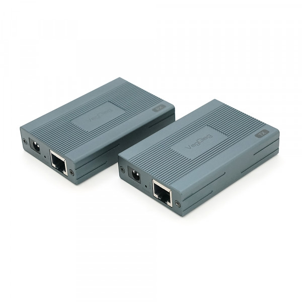 Активний VEGGIEG V-HE60 HDMI 2*1 конвертер 60m, HDMI 1080P, LAN CAT 5E/6At, Grey, Box