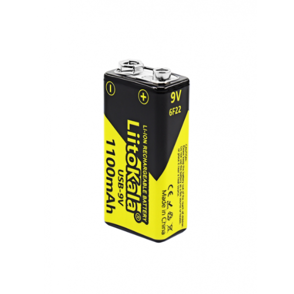 Акумулятор LiitoKala 9V/1100mAh, крона, Type-C вихід, NiMH Rechargeable Battery, 4 штуки в блістері ціна за штуку