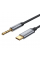Кабель VEGGIEG V-A624 TypeC => 3.5mm (тато), GOLD Jack, круглий, Gray, 1м, Пакет