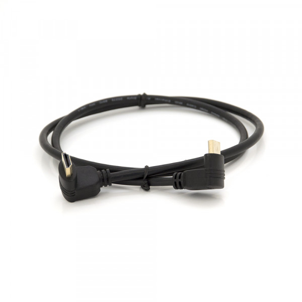 Кабель MerlionHDMI-HDMI 1.0m, v1.4, OD-7.5mm, круглий Black, коннектор Black 90 ° кутовий / 90 ° кутовий