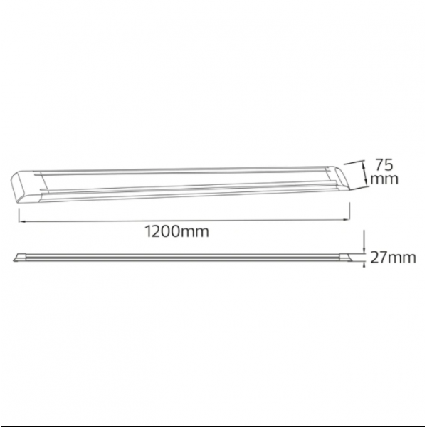 Світлодіодний світильник GAMA-80 80W, 220V, 6400K 1200x75x27мм, Білий