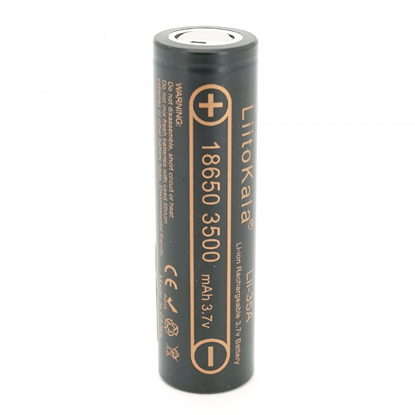 Акумулятор 18650 Li-Ion LiitoKala Lii-35A, 3500mah (3550-3650mah, 3.7V (2.75-4.2V), Black, PVC BOX Q2,  цiна за 1 шт
