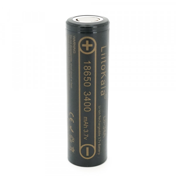 Акумулятор 18650 Li-Ion LiitoKala Lii-34A, 3400mAh (3250-3350mAh), 3.7V (2.75-4.2V), Black, , 2 шт в упаковці, ціна за 1 шт