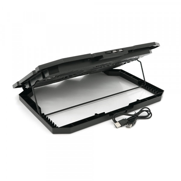 Підставка під ноутбук IceCoorel K22, 10-17", 2*125мм+2*70мм 2600±10% RPM, корпус пластик+алюміній, 385x280x28mm, Black, Box, Q10