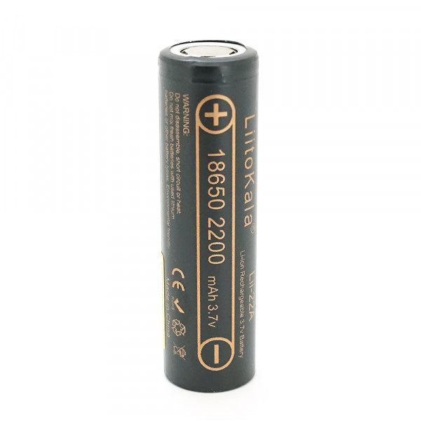 Акумулятор 18650 Li-Ion LiitoKala Lii-22A, 2200mah (2100-2300mah), 3.7V (2.75-4.2V), Black, PVC BOX Q2,  цена за 1 шт