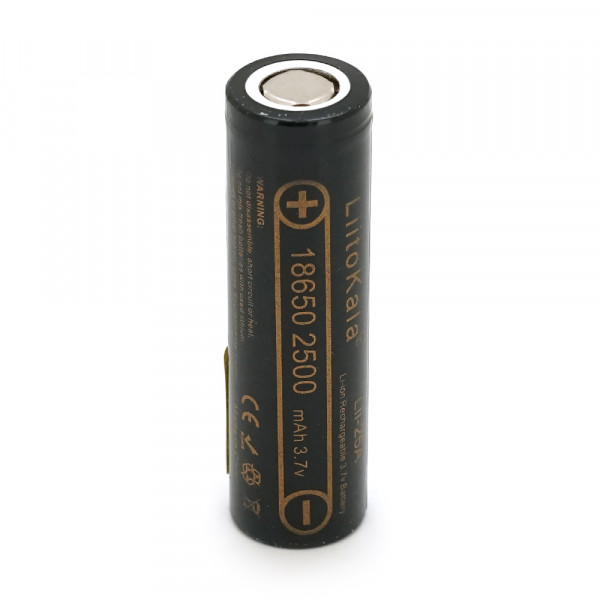Акумулятор 18650 Li-Ion LiitoKala Lii-25A, 2500mah (2450-2650mah), 3.7V (2.75-4.2V), Black, PVC BOX Q2,  цiна за 1 шт
