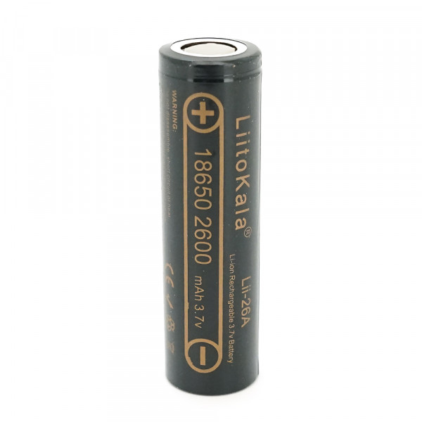 Акумулятор 18650 Li-Ion LiitoKala Lii-26A, 2600mah (2450-2650mah), 3.7V (2.75-4.2V), Black, PVC BOX Q2,  цiна за 1 шт