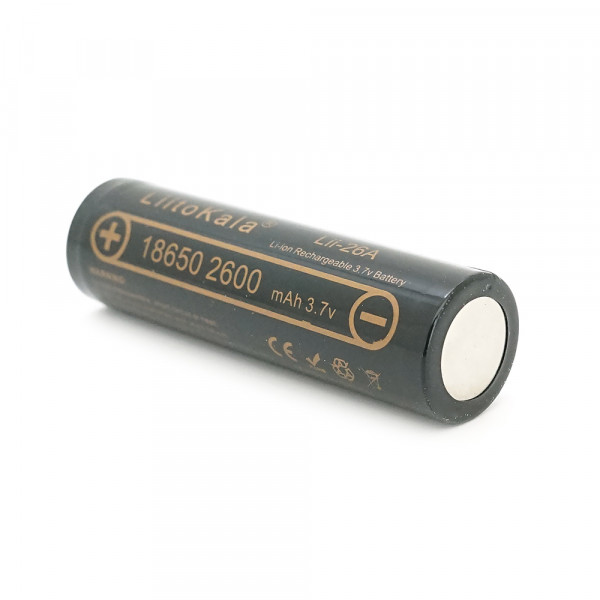 Акумулятор 18650 Li-Ion LiitoKala Lii-26A, 2600mah (2450-2650mah), 3.7V (2.75-4.2V), Black, PVC BOX Q2,  цiна за 1 шт