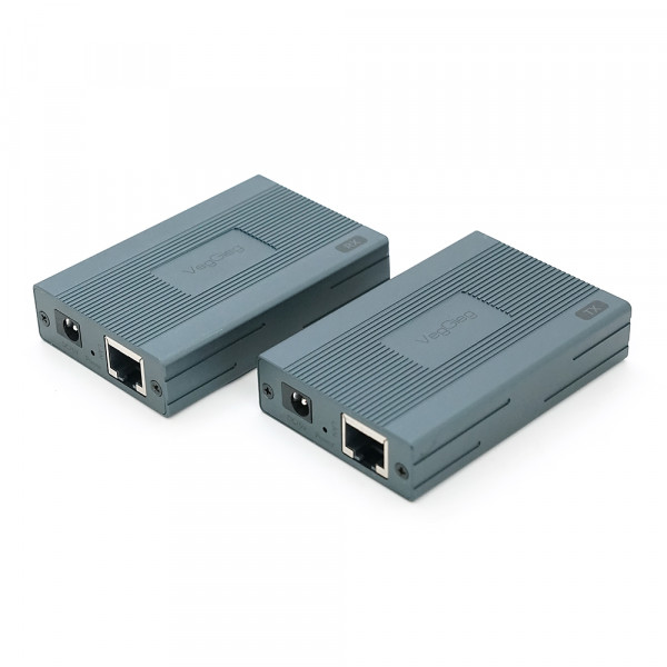 Активний VEGGIEG V-HE120 HDMI 2*1 конвертер 120m, HDMI 1080P, LAN CAT 5E/6At, Grey, Box