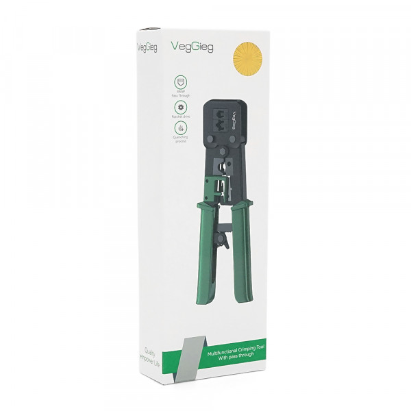 Інструмент VegGieg V-E113 для обтискання RJ-45 (8P8C) та RJ-12/11 (6P6C) 4P4C, Чорно/Зелені Q10