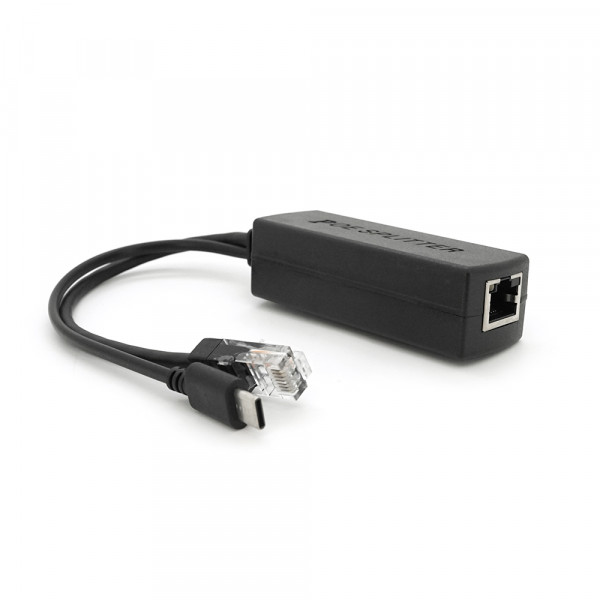 POE спліттер AOT-0524 48V-5V, RJ45, Type-C (10/100Мбіт, Вхід-48V/Вихід 5V 2.4А)
