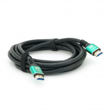 Кабель Merlion HDMI-HDMI 8K Ultra HD (7680x4320P), 3.0m, v2,1, круглий Black, коннектор Blue, Blister-box, Q80