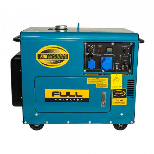Дизельний генератор FULL FDK10000SC, 1-фазний 230V, 50Hz, 9.4kVA/7.5kW, бак 30 л, витрата 2 л/год, ручний/стартер (без АКБ), 900х520х700 мм, 170 кг