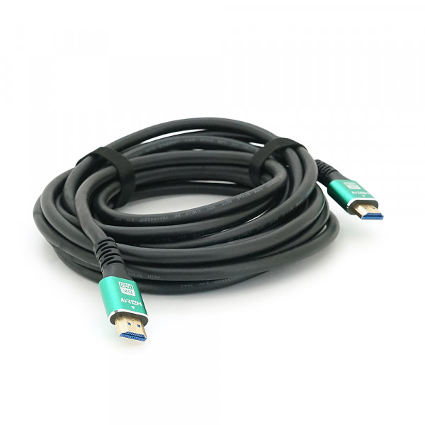 Кабель Merlion HDMI-HDMI 8K Ultra HD (7680x4320P), 5.0m, v2,1, круглий Black, коннектор Blue, Blister-box, Q50