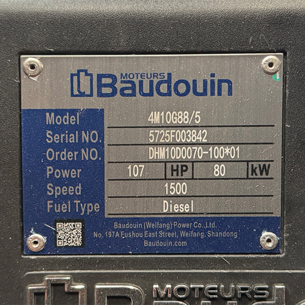 Дизельный генератор OYAL OYB-85 BAUDOUIN 4M10G70-5 88KVA/70 кВт, генератор переменного тока OYL225FS, расход 75% нагрузки — 13,5 литров/час, 230/400 В, 50 Гц (AVR+ATS), 2800x1000x1500 мм, 1325 кг, 195 л