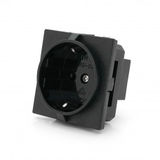 Розетка врізна з заземленням E-08, Input: AC 100-250V 16A, Black