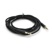 Кабель VEGGIEG AB-1 AUX Audio DC3.5 тато-тато 1.0м, GOLD Stereo Jack, оплетка, (круглий) Black cable, Пакет