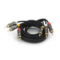 Кабель VEGGIEG AV301 Audio-Video 3хRCA (тато) => 3хRCA (тато), GOLD connector,  круглий, Black, 1,5 м, Пакет