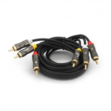 Кабель VEGGIEG AV301 Audio-Video 3хRCA (тато) => 3хRCA (тато), GOLD connector,  круглий, Black, 1,5 м, Пакет