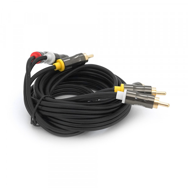 Кабель VEGGIEG AV301 Audio-Video 3хRCA (тато) => 3хRCA (тато), GOLD connector,  круглий, Black, 1,5 м, Пакет