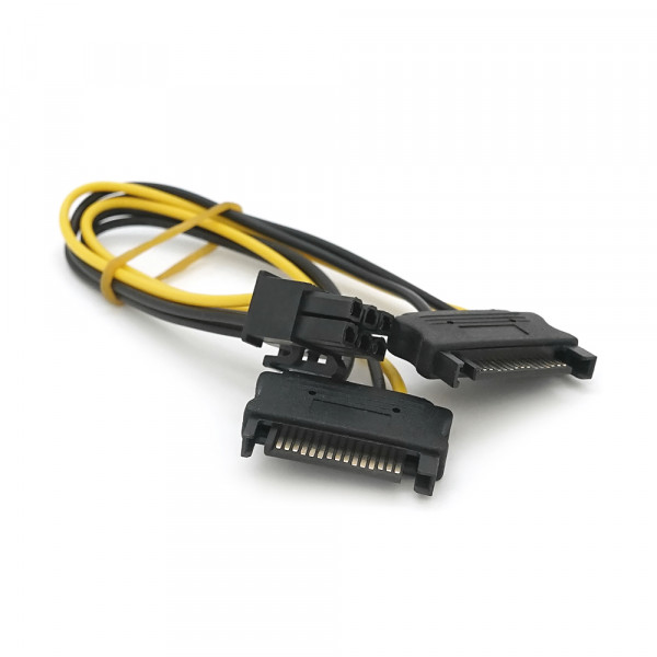 Кабель-перехідник для живлення відеокарти SATA+SATA->6P, OEM Q50