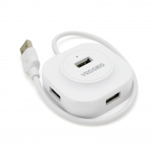 Хаб VEGGIEG V-U2407 USB 2.0 4 порта, 480Mbts, живлення від USB, White, 0,3m, Box