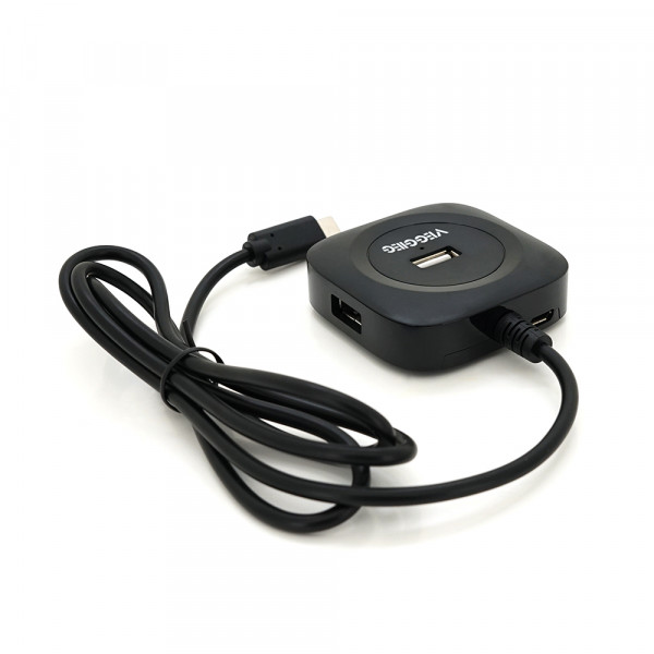 Хаб VEGGIEG V-C240 Type-C, 4 порти USB 2.0, 20 см, Black, Box