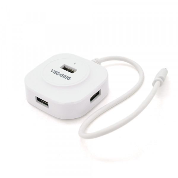 Хаб VEGGIEG V-C242 Type-C, 4 порти USB 2.0, 20 см,  White, Box