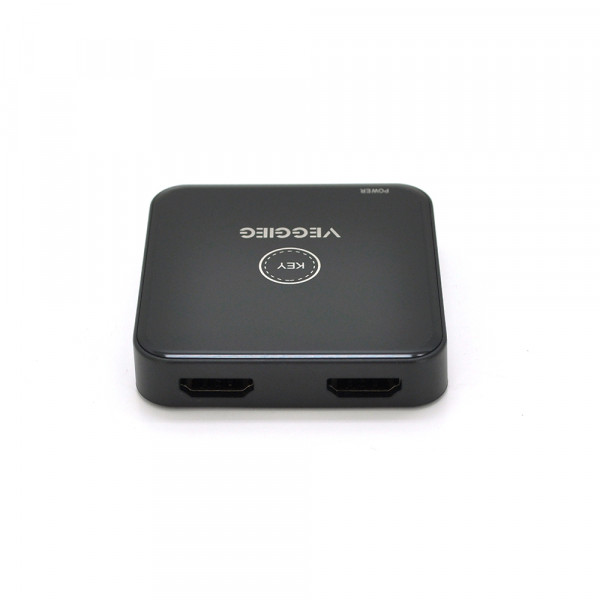 Перемикач двоскерований VEGGIEG V-HD01 HDMI2.0 з живлення через USB, підтримує 2Kx4K, 30Hz, Black, Box