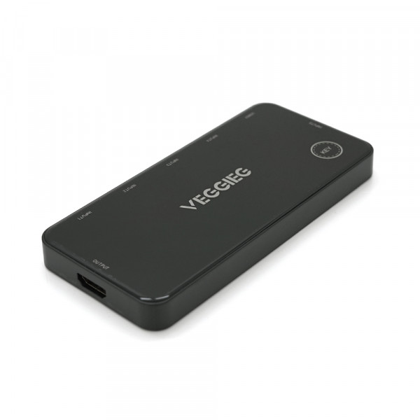 HDMI свіч VEGGIEG V-HD05 4k x 2k, 5 x 1 портів, з USB-кабелем і пультом дистанційного керування, Black, Blister