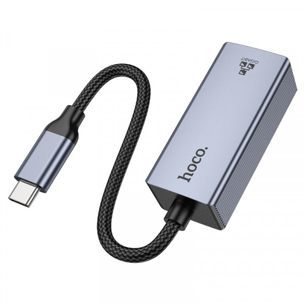 Контролер HOCO UA37 Type-C to Ethernet - Мережевий адаптер 10/100/1000Mbps з дротом, Black, Blister Q100