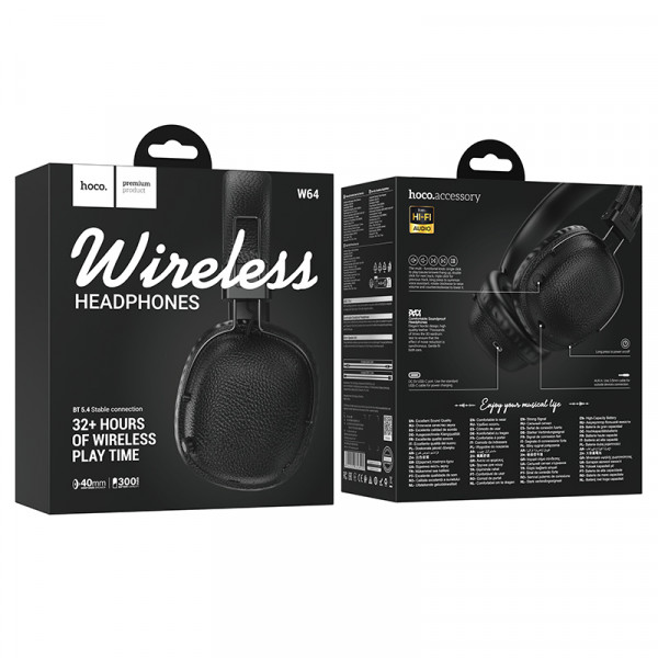 Бездротові Bluetooth навушники HOCO W64, Black, Box