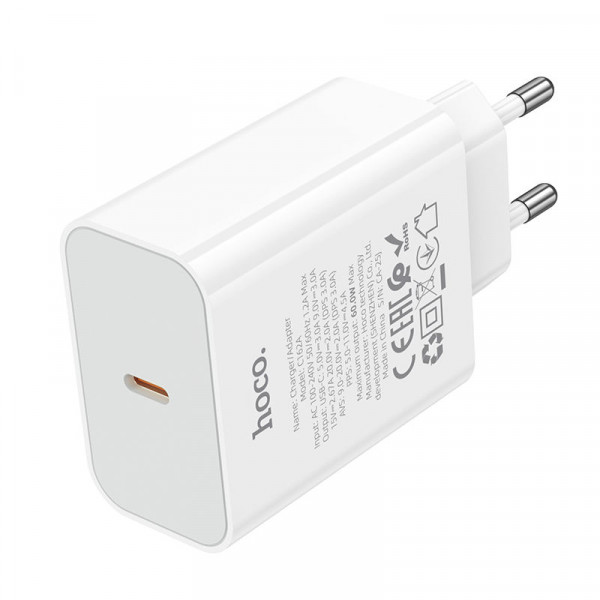 СЗУ 110-240V HOCO C162A 1xUSB-C, PD40W, White, Blister