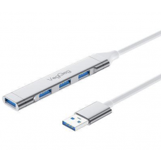 Хаб VEGGIEG V-K301 USB 3.0 на USB 3.0/4 порти, 480Mbts, живлення від USB, 0.15m, Silver, Box