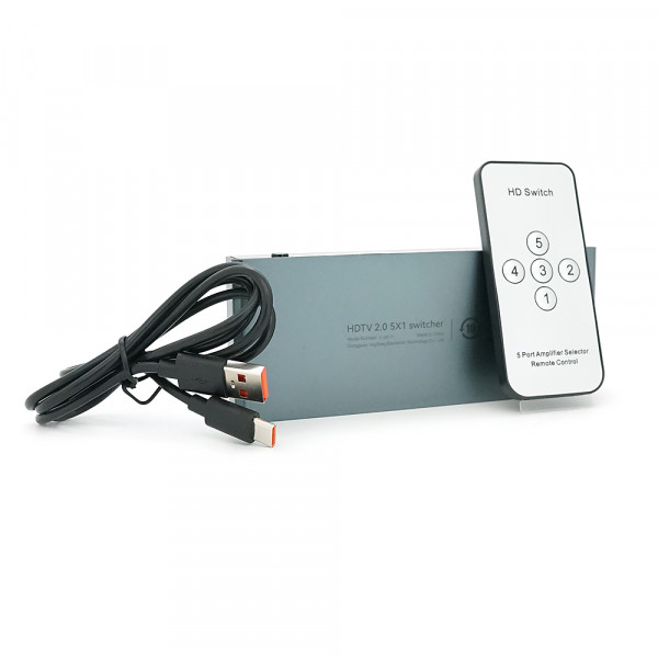Комутатор VEGGIEG V-HD11 HDMI 1*5, HDTV2.0 4K, Grey, Box