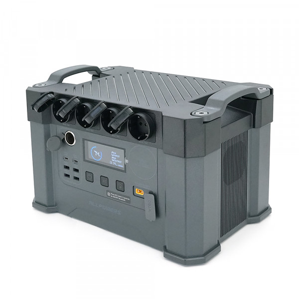 Power station ALLPOWERS S2000 Pro APP Control, Wi-Fi, Bluetooth, 2400W, 1451Wh LiFePO4 3500Cycles, MPPT 650w max, CAR port, DC12/24V, 4хAC 220V, 2xUSB-TYPE-C 200W, 2xUSB-A 18W, 2xUSB-A 36W, XT60, Fast charge 60min, 375×245×250mm, 14,5kg