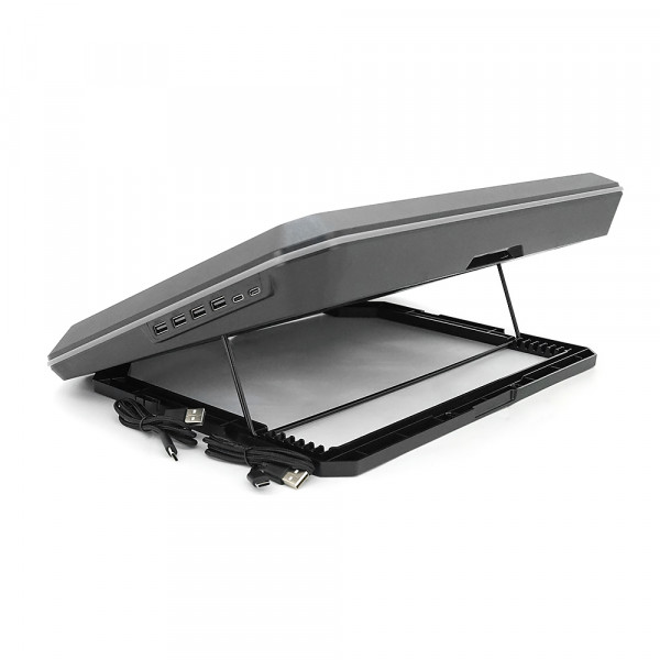 Підставка для ноутбука IceCoorel A5, до17", fan2-125*15 мм 2200±10% RPM, корпус пластик, 1-USB+1-TYPE C, 420x320x55mm, RGB-11режимів, Box Q8