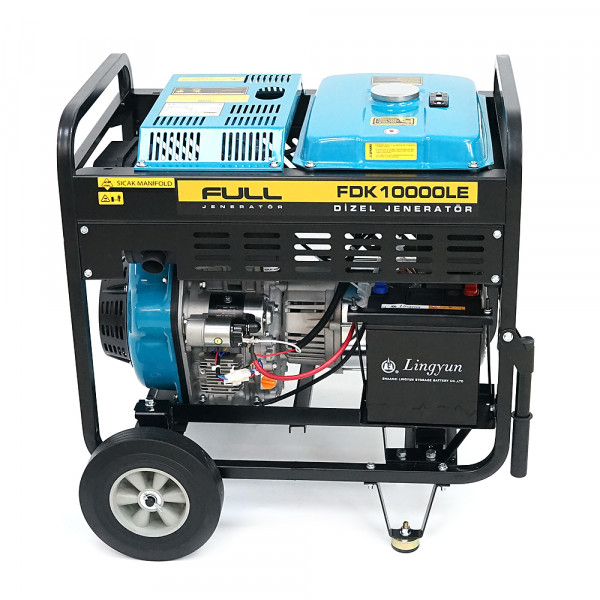 Дизельний генератор FULL FDK10000LE, 1-фазний 230V, 50Hz, 9.4kVA/7.5kW, бак 12,5 л, витрата 2 л/год, ручний/стартер (без АКБ), 700х510х620 мм, 124 кг