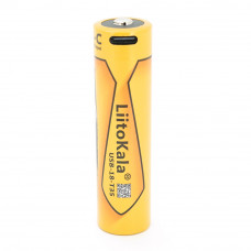 Акумулятор 18650 Li-Ion LiitoKala USB-18-T35, 3500mAh (3400-3500mAh), 3.7V (2.7-4.2V), Type-C, 18.6*72mm, Yellow