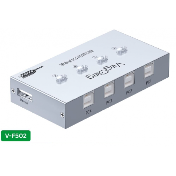 Комутатор VEGGIEG V-F502 USB 2.0/4BM. PC to Scanner Printer Sharing Switch (потрібний драйвер), Box
