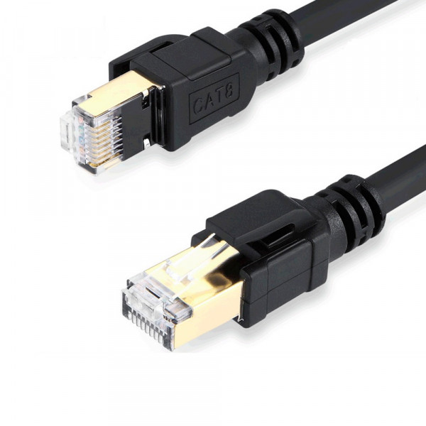 Патч-корд литий VEGGIEG, CCA, SFTP, RJ45, Cat.8, 0,5m, чорний