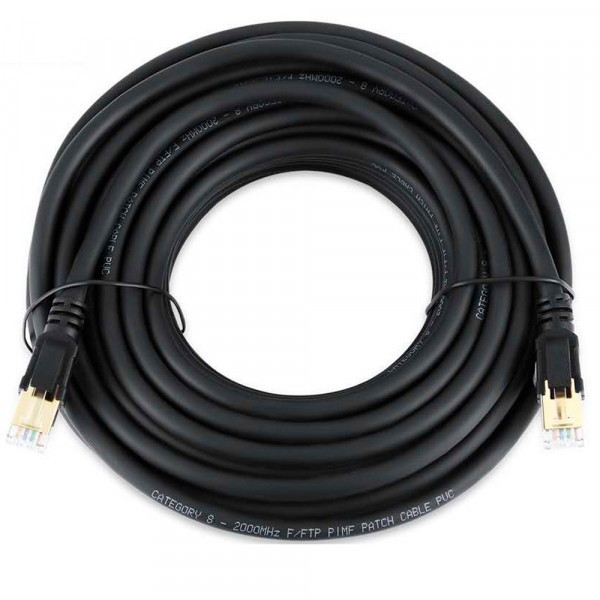 Патч-корд литий VEGGIEG, CCA, SSTP, RJ45, Cat.8, 20m, чорний