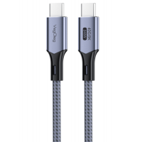 Кабель VEGGIEG V-U408, Type-C(Male) to Type-C(Male) PD cable, 240 Вт, струм 5 А, 40Gbps, Gray, довжина 0.5м, Box