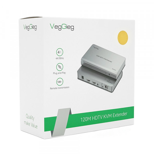 Активний VEGGIEG V-HD012 KVM HDMI 2*1 спліттер 200m, 1080P/60Hz, HDMI 1.3/HDCP1.4, USB Support, Grey, Box